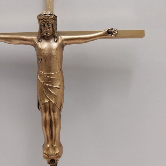 Vintage Brass Metal Crucifix Jesus Christian 10" X 5" #X24 - Picture 5 of 14